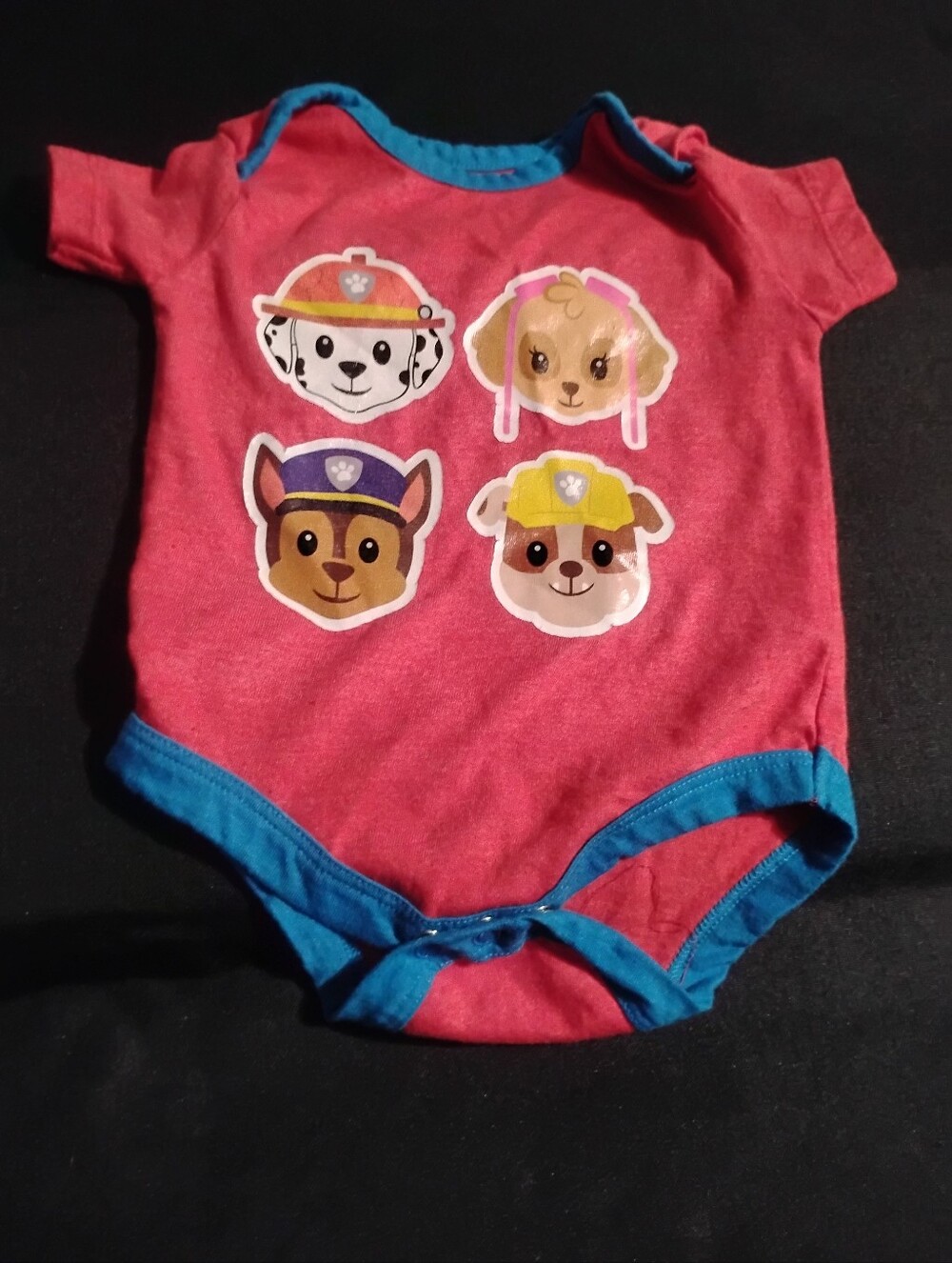 Nickelodeon Pink One-Piece Bodysuit with Blue Trim and Paw Patrol Faces